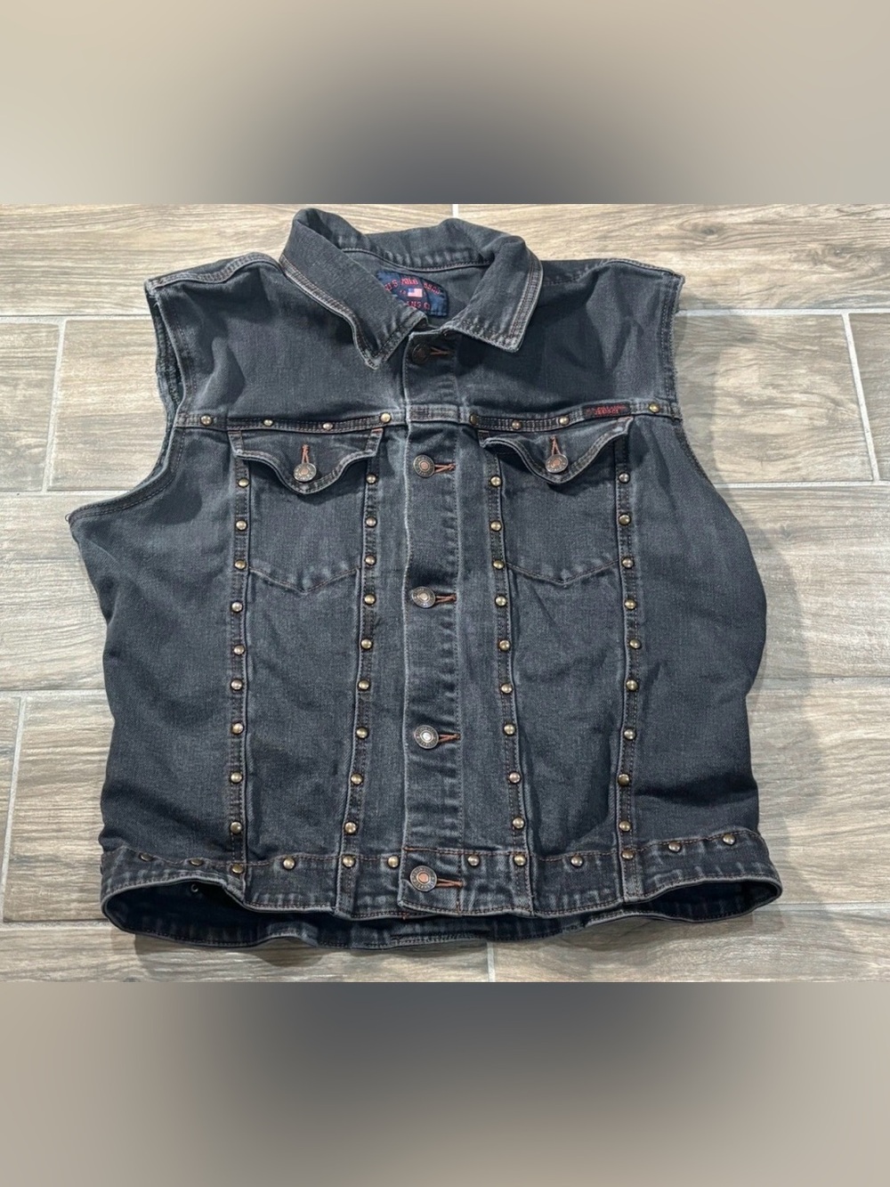 Vintage Polo Jeans Co Ralph Lauren Women’s Trucker Vest Large Y2K Americana